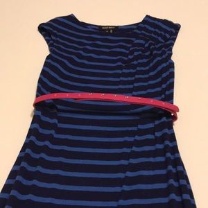 Blue striped belted dress
